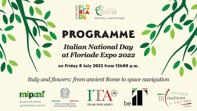 Paesi Basi: Floriade 2022 – Giornata italiana, venerdì 8 luglio 2022